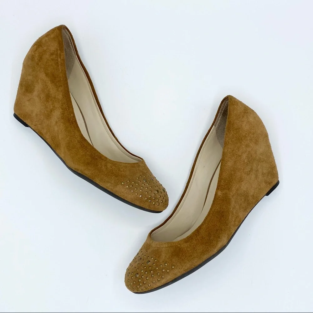 Franco Sarto Zinc Embellished Suede Wedges Size 10